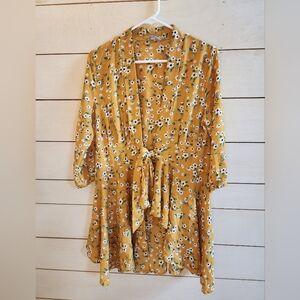 Yellow floral wrap coverup